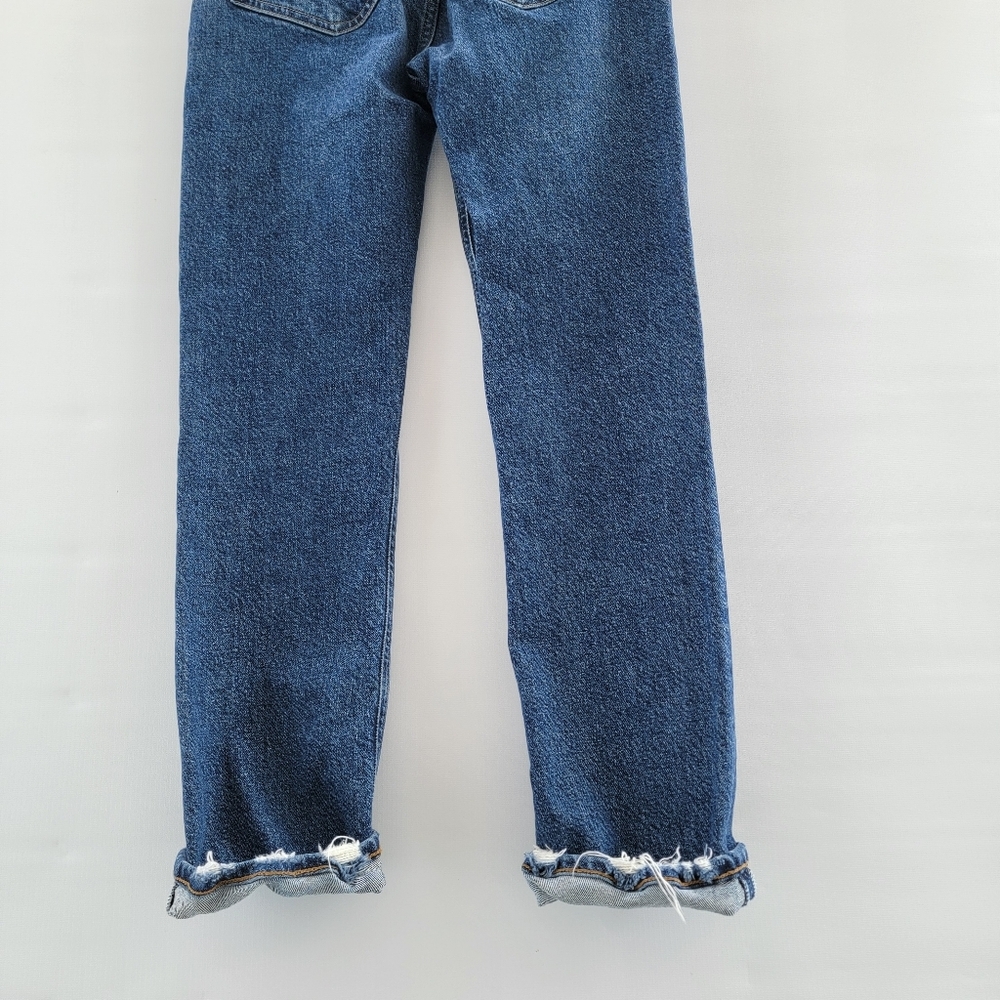Agolde Riley Distressed Jeans Size 26 Blue Medium Wash Minimalist Designer Denim - Picture 13 of 16
